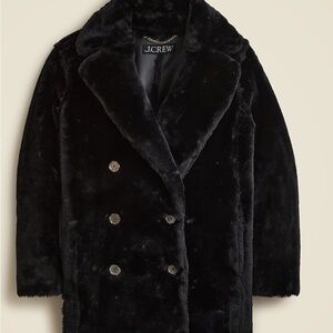 J Crew faux fur Peacoat, size XS NWT